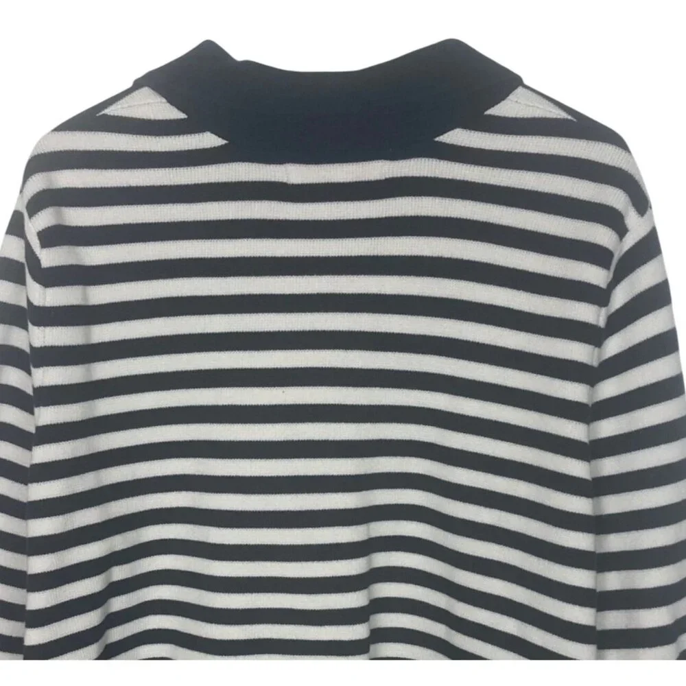 Old Navy Striped Sweater Jacket Womens XXL Blue White Cotton Nautical Preppy